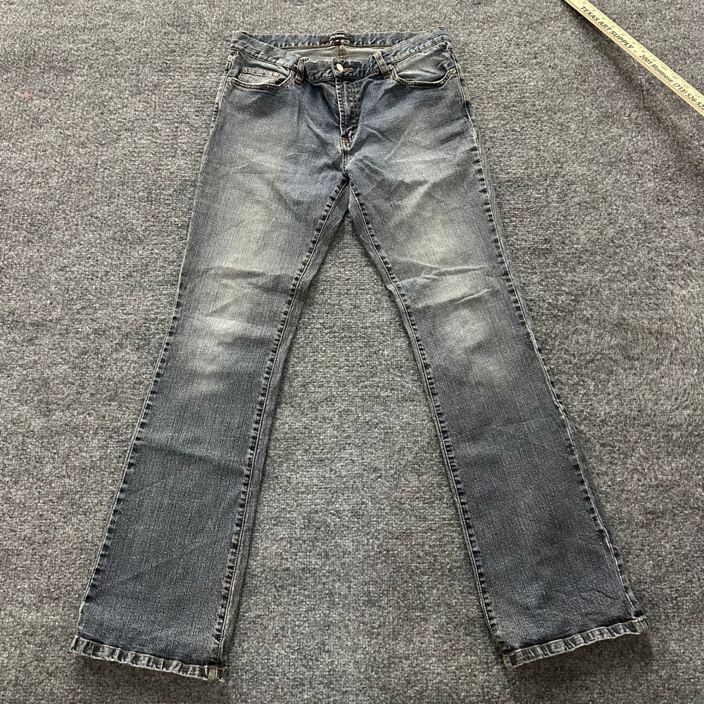Daisy Fuentes Jeans Womens Size 10 Blue Bootcut Faded Distressed Hem Denim